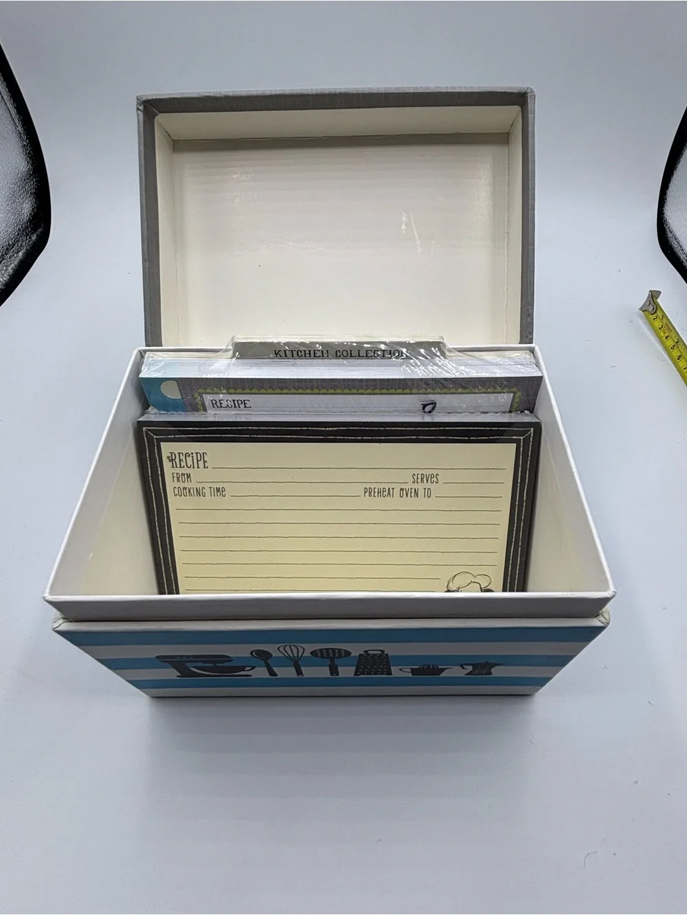 CR GIBSON Hinged Recipe Box CARDS & Dividers Kitchen Gear MCM Style